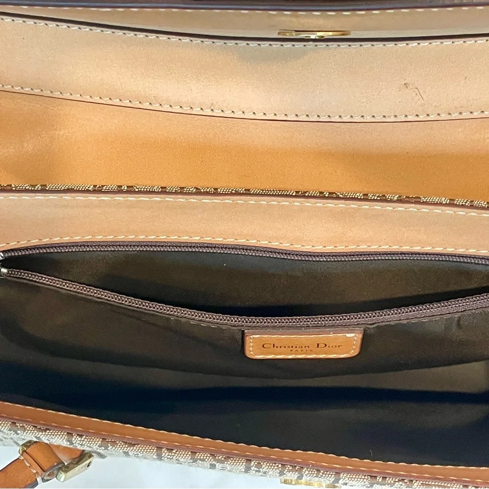 Christian Dior 2003 Diorissimo Street Chic Vintage Shoulder Bag, tan/gold, GUC - Picture 13 of 16